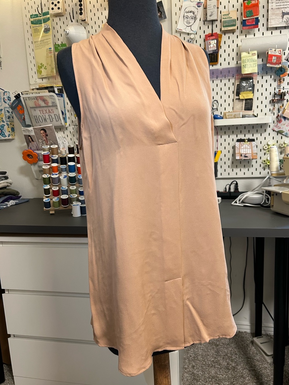 Theory Dark Sand color Sleeveless V-Neck Tunic